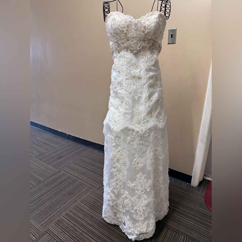 Casablanca Bridal, Elegant Cream Lace Wedding Dress